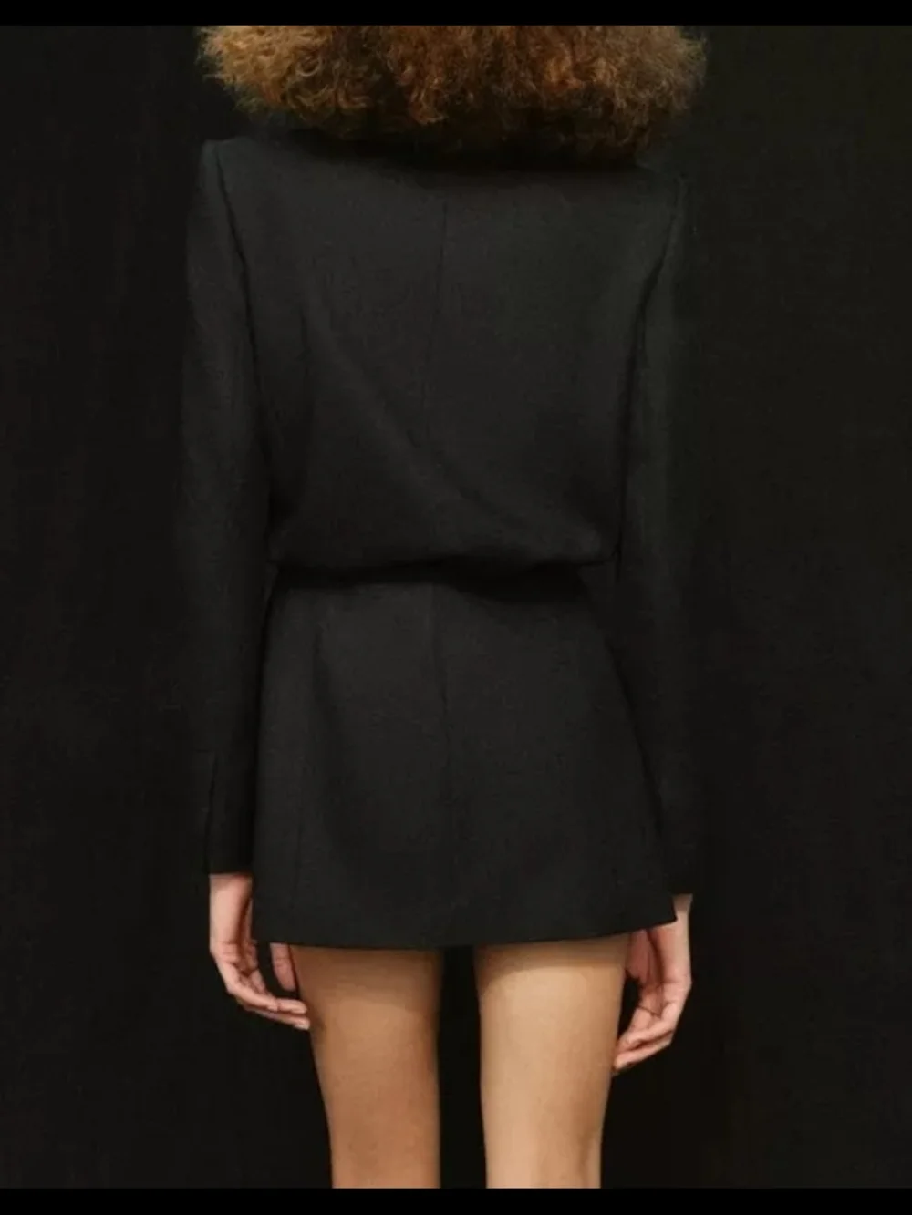 DOUBLE-BREASTED BLAZER WITH PUFF WAIST & SHOULDER PADS